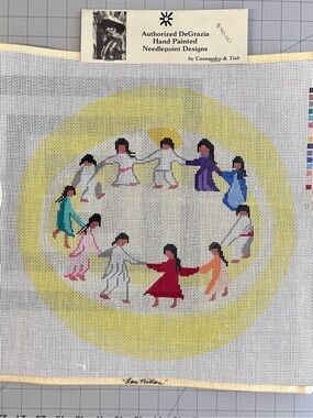 DeGrazia Hand Painted Needlepoint Canvas - Circle Sundance